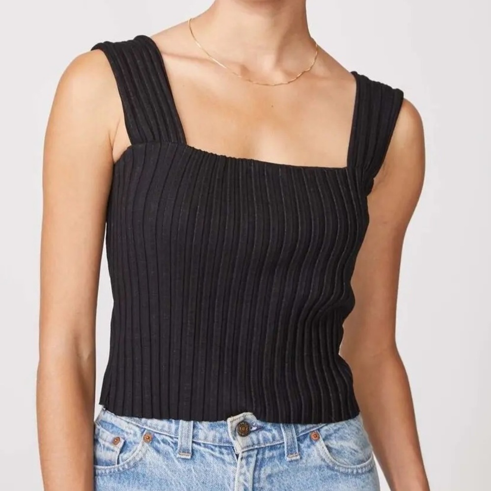 NWT Stateside Siro Ribbed Black Crop Tank